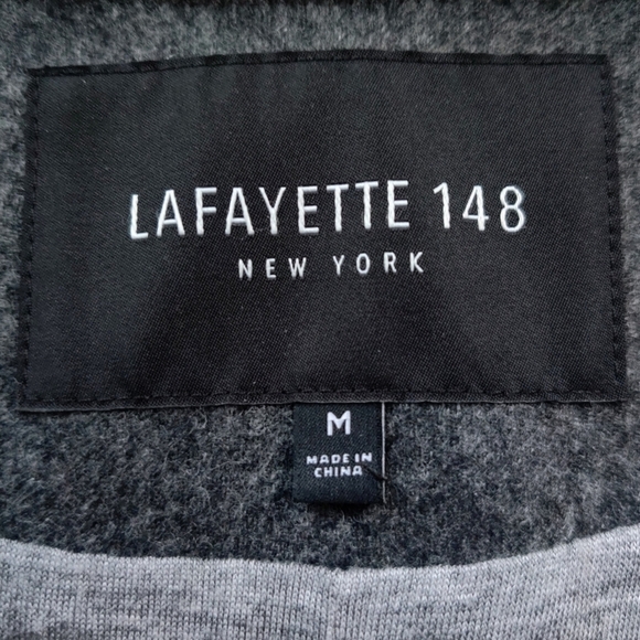 LAFAYETTE 148 NY Bailey Alpine Black Gray Quilted Wool Cashmere Zip Vest M - Picture 3 of 9